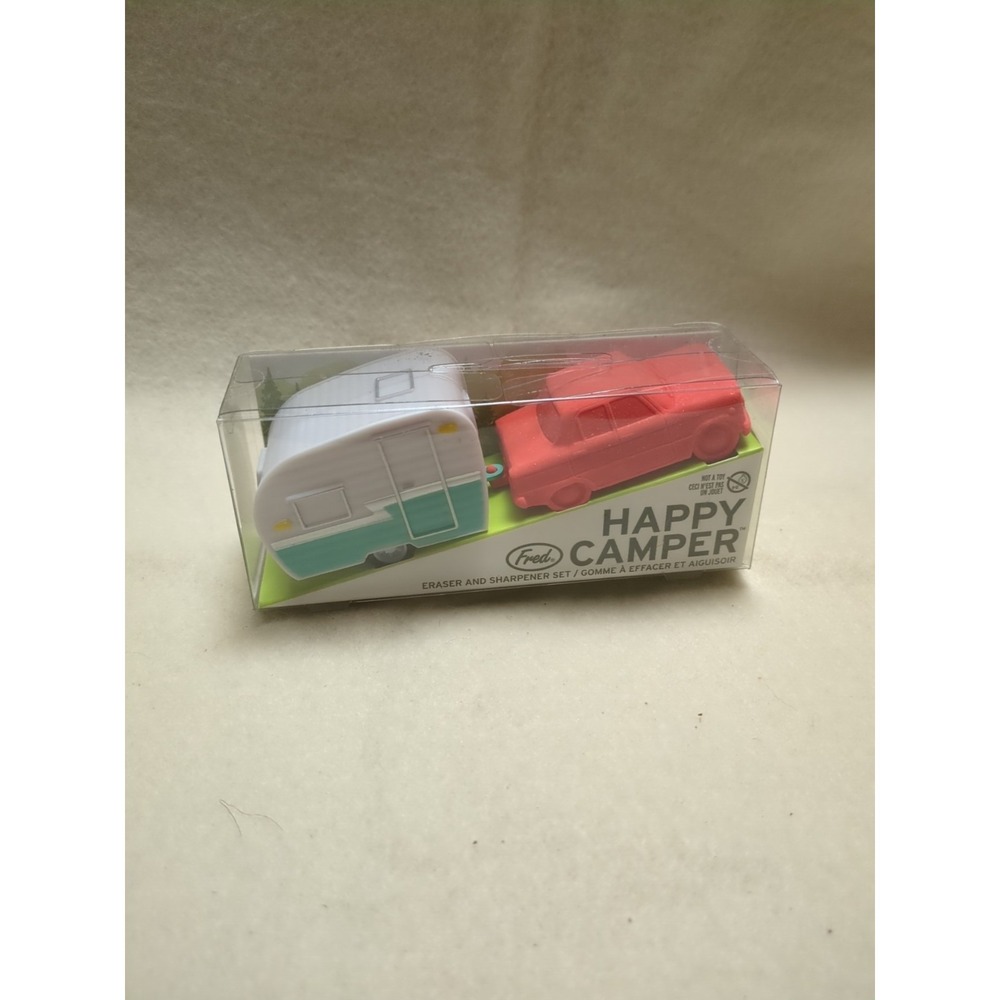New Fred Eraser and Sharpener Set Happy camper Collectible School Supply Craft
